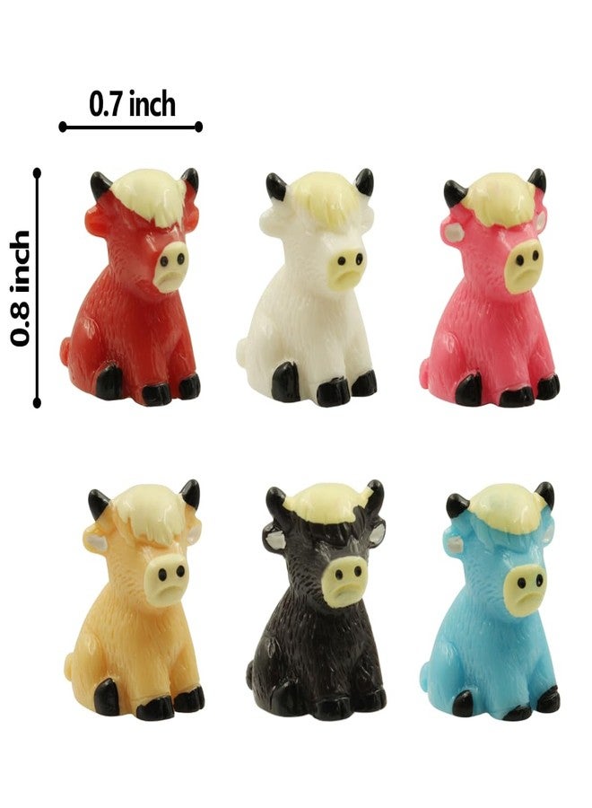 Wallertree Mini Highland Cow Hinge Heads Decorative Topper - Cute Highland Cattle Magnetic Hinge Head Toppers - Tiny Resin Yaks Statue for Door Hinge Head Home Decoration (Confetti, Set of 6) - Image 3